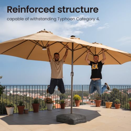 14.5 Ft X 8.3 Ft Rectangular Led Light Market Umbrella With Remote & App