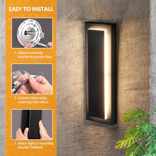 Modern LED Outdoor Wall Lights Black Exterior Porch Lights (2 Count)