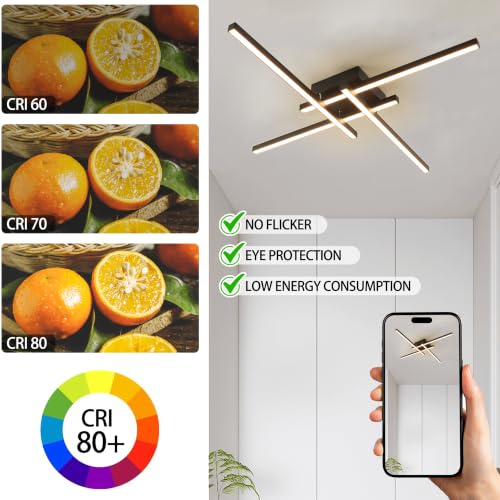 24 Inch Semi Flush Mount Modern Light Fixture
