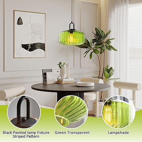 Green Glass Pendant Light Fixture Kitchen Modern Black Pendant Light