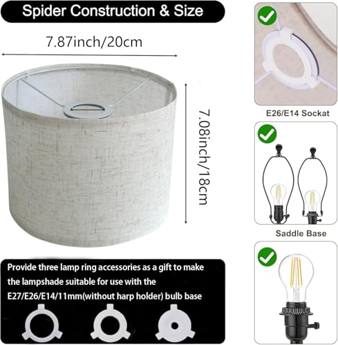 Cloth Lamp Shade Round lamp Small Drum Lamp Shades Fabric Lampshades Barrel Lamp Shades for Table Lamps Floor Lamps