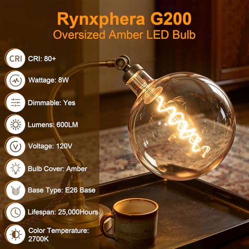 Oversized Amber LED Edison Bulb 60 Watt Equivalent