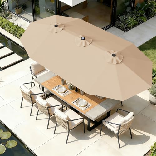 13 FT Patio Umbrella with Solar Lights