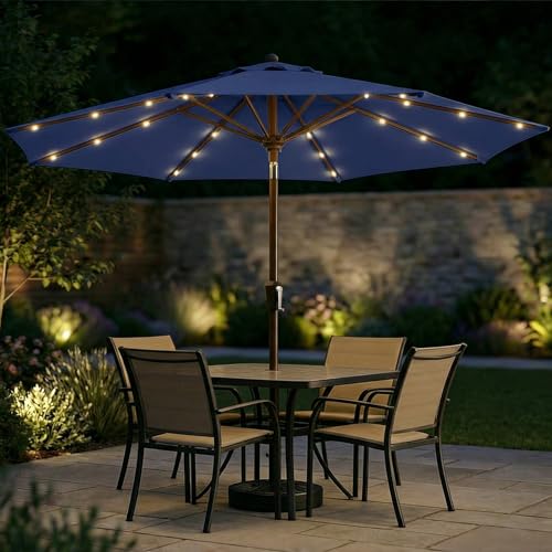10FT Solar Patio Umbrella with Lights