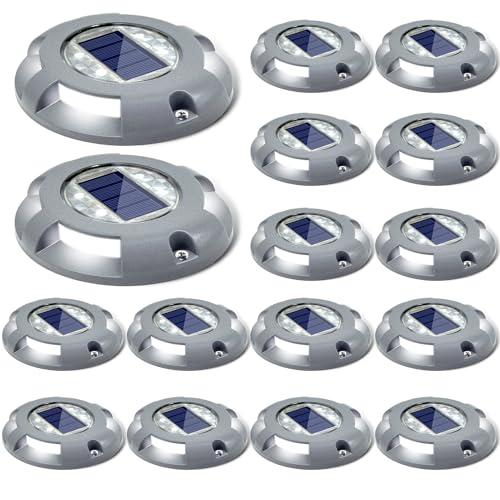 Solar Deck Lights Outdoor LED Driveway Dock Lights 16 Pack (16 Count)