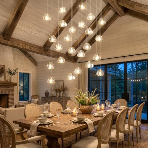 Dining Room Chandelier Dimmable Light Fixtures Silver 24 Lights