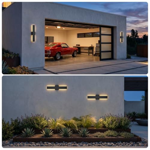 2 Pack 23.6 inch Modern LED Outdoor Wall Light