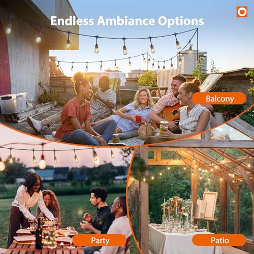 50FT Outdoor String Lights with Remote Dimmable Waterproof Patio (50 Foot)