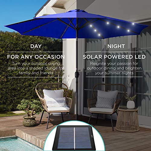 10ft Solar Polyester LED Lighted Patio Umbrella w