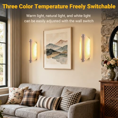 Alabaster Wall Sconces Bathroom Vanity Light Gold 13.8" 1 Pack