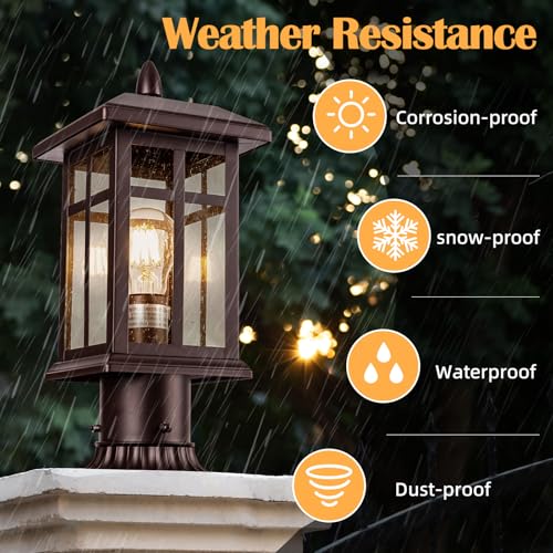 Bronze Post Light 2 Pack Hardwired Exterior Post Light Fixture (2 Count)