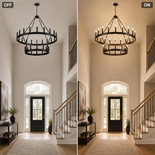 2 Tier Black Wagon Wheel Chandelier