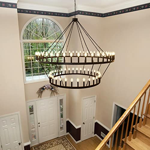 2 Tier Black Large Wagon Wheel Chandelier