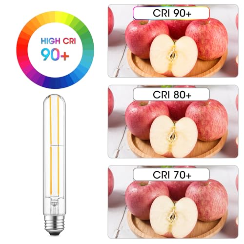 T10 LED Bulb 6W Equal E26 LED Bulb 60 Watt Dimmable Cool White 4000K E26 Edison Bulb AC120V 750lm Tubular Light Bulb T10 for Rustic Pendant (6 Count)
