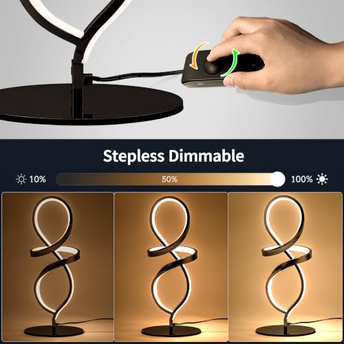 Modern Small Table Lamp with LED Spiral Design
