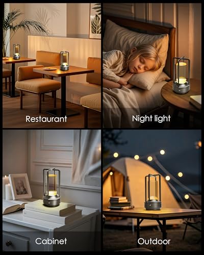 Set of 2 Cordless Table Lamps Rechargeable Desk Lamps Silver (2 Count)
