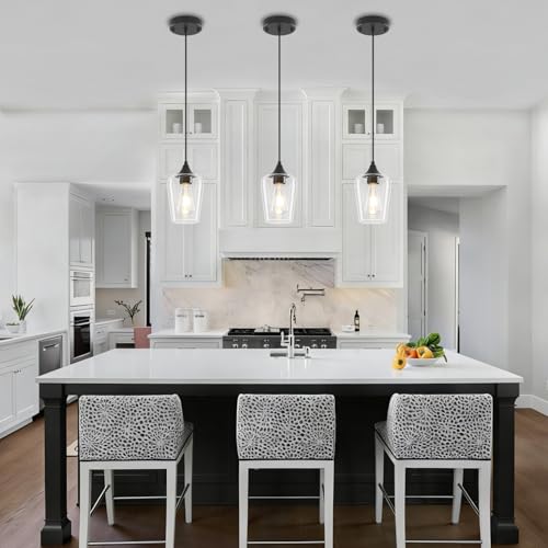 3 Pack Black Pendant Light Fixtures Modern Kitchen Lighting Over Island (3 Count)