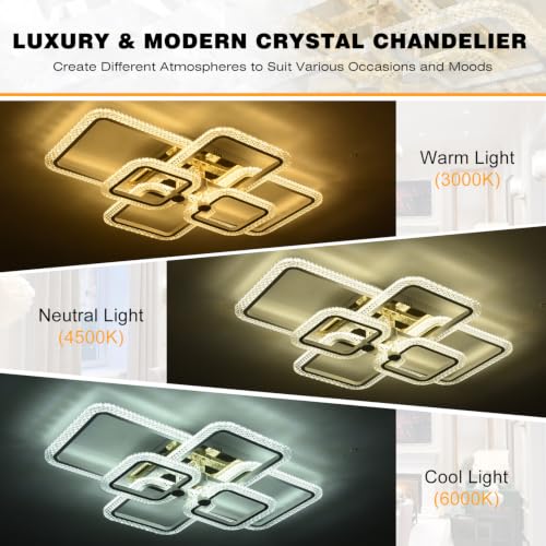 White 6 Square Acrylic LED Flush Mount Ceiling Light