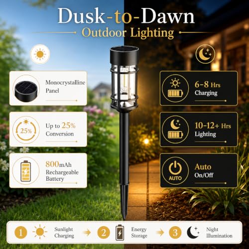 12 Pack Solar Lights Pathway Outdoor (12 Count)