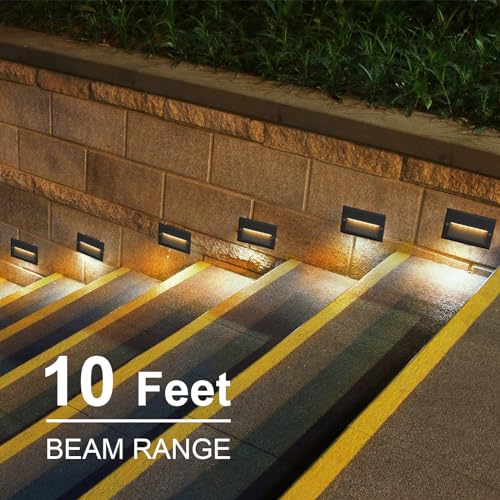 Low Voltage Step Lights Kits 5.5 Inch Outdoor 12V AC Landscape Stair Lights Wired 8PK 3W LED Electric Outdoor Deck Lighting Black Metal 49 Lumens 3000K Warm White with Cable Connectors