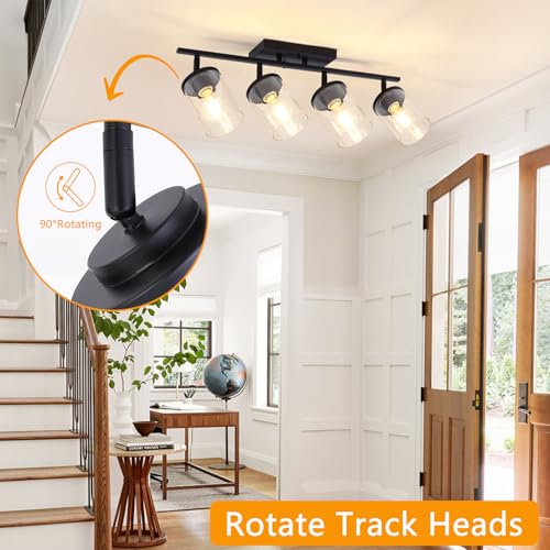 4 Lights Track Lighting Fixtures Ceiling with Clear Glass Shades