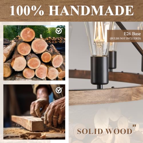 Oak Wooden Wagon Wheel Chandelier 16