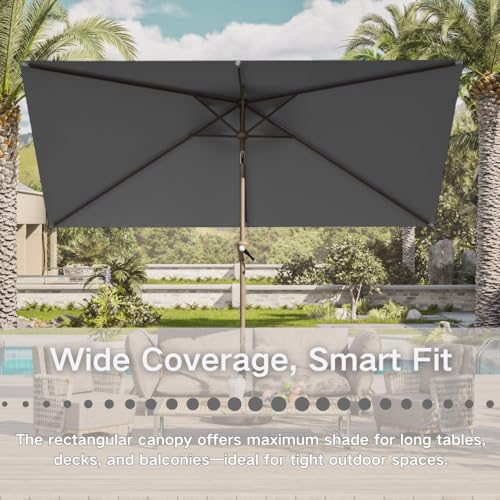 6.5' x 10' Rectangular Patio Umbrella Large Outdoor Market Umbrella w