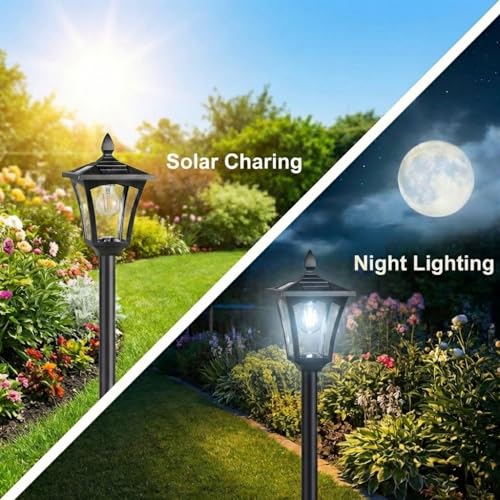 76" Solar Lamp Post Lights with Planter