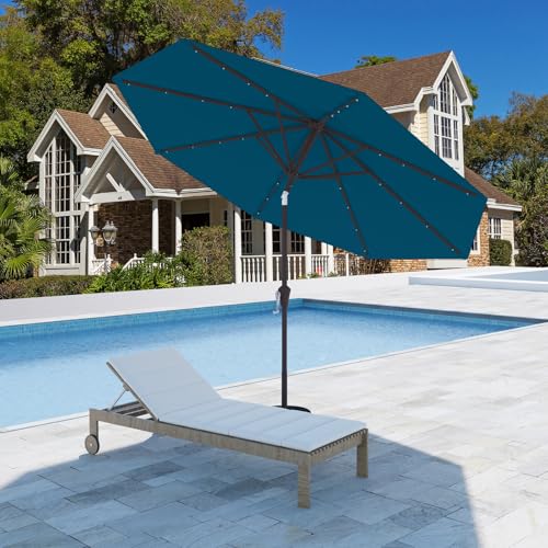 9FT Patio Umbrella with Solar Lights