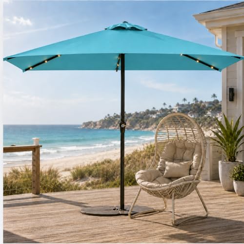 6.5 x 10ft Rectangular Patio Umbrella with Solar Lights