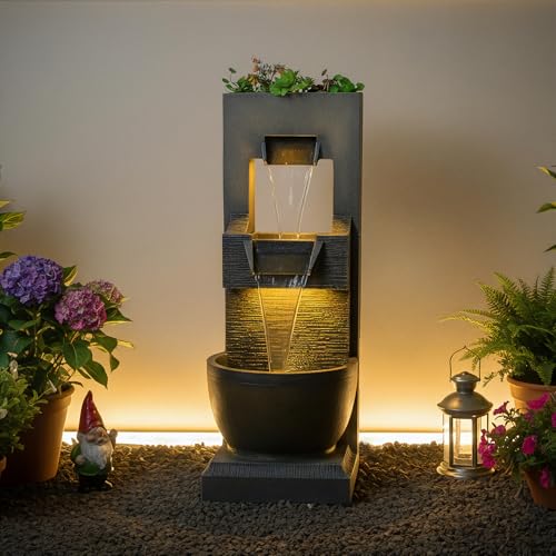 39H Modern Outdoor Water Fountain with LED Light