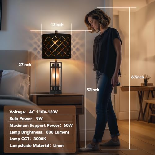 27'' Modern Table Lamp Set of 2 with Nightlight (2 Count)