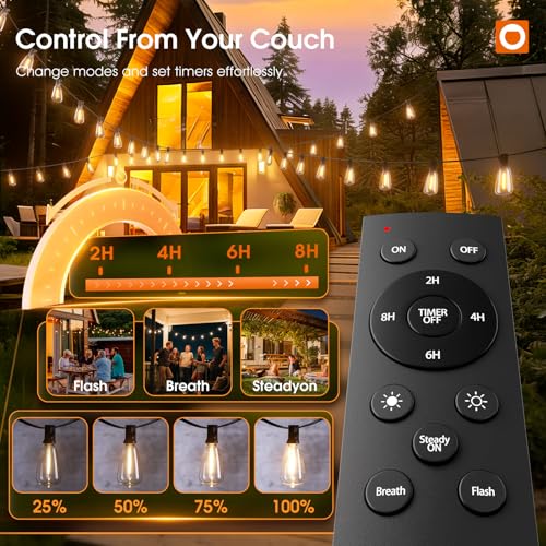 400FT(50*8) Outdoor String Lights with Remote LED Edison Waterproof (400 Foot)