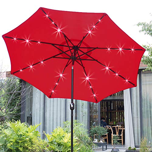 9' Solar LED Patio Umbrella