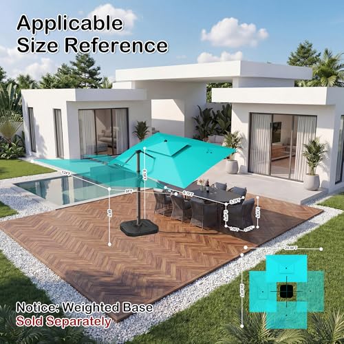 9x12 FT Patio Cantilever Outdoor Offset Umbrella with LED Lights