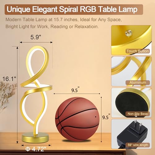 RGB Modern Small Table Lamp with LED Spiral Design