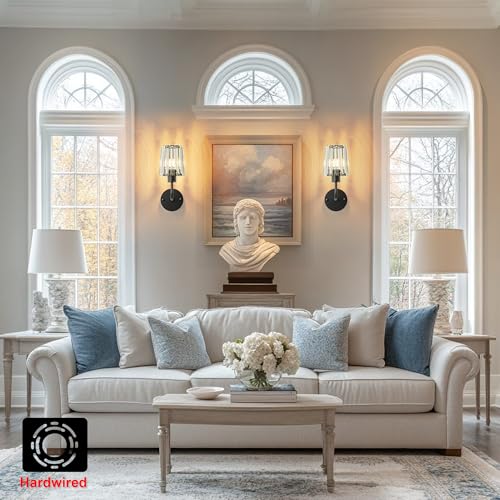 Hardwired Crystal Wall Sconces Set of 2 (2 Count)
