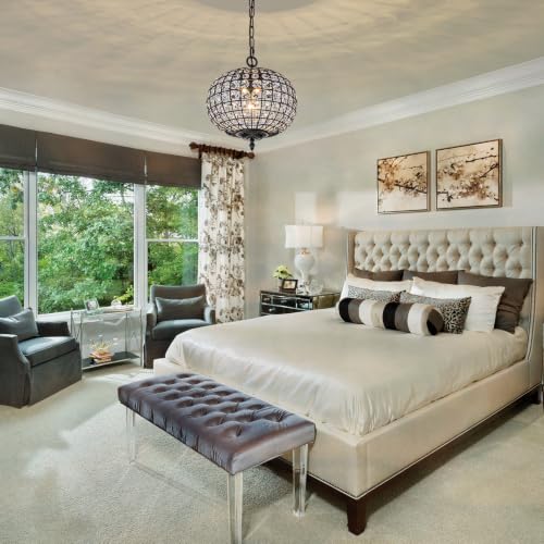Crystal Chandeliers for Dining Room 12" Vintage Globe Pendant Light