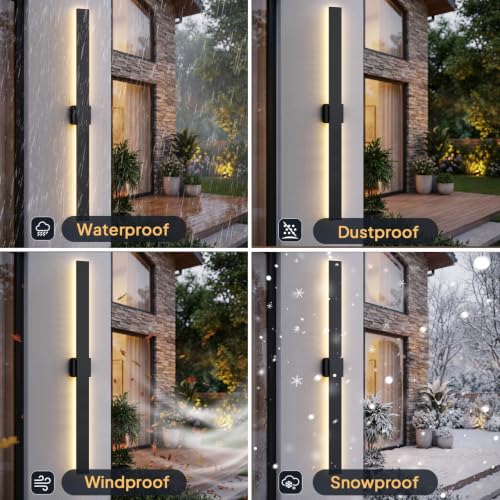 2 Pack Modern LED Outdoor Wall Lights (57.4in)