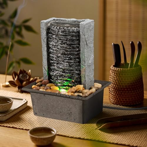 Tabletop Fountain Indoor Waterfall Rock Fountain LED