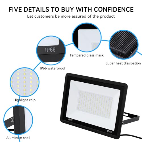 4Pack 60W LED Flood Light Outdoor