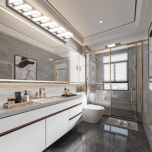 46" LED Chrome Vanity Lights 7 Lights Acrylic Stainless Steel LED Modern Vanity Lights Chrome Bathroom Lighting Fixtures Over Long Mirror