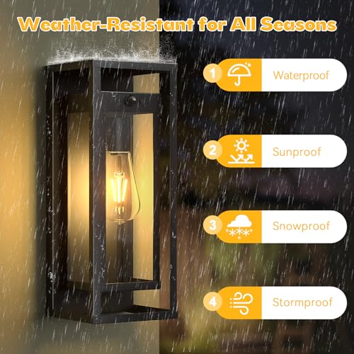2 Pack Motion Sensor Outdoor Wall Light 15in Large Porch Lights for House (2 Count)
