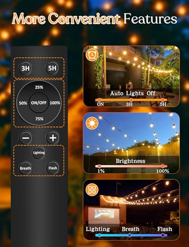100ft Solar Outdoor String Lights with Remote