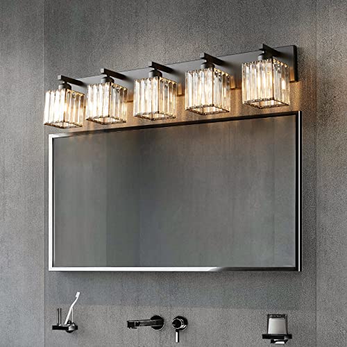 Modern Black Crystal Bathroom Vanity Light