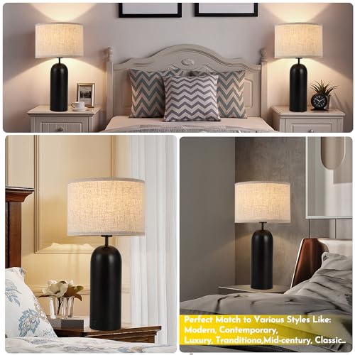 Table Lamps Set of 2 Touch Control Black&Cream Table Lamps 3 (2 Count)