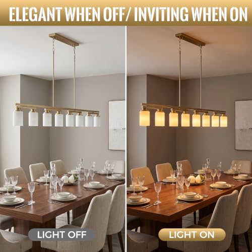 8 Light Brushed Gold Linear Chandelier