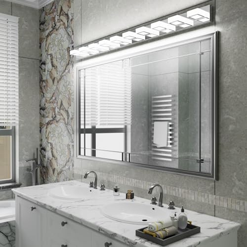 66inch Chrome Bathroom Vanity Lights Stainless Steel Acrylic LED Modern Chrome Bathroom Wall Lighting Fixtures