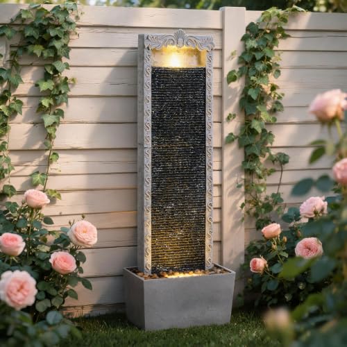 40" Outdoor Water Fountain with Warm LED Lights