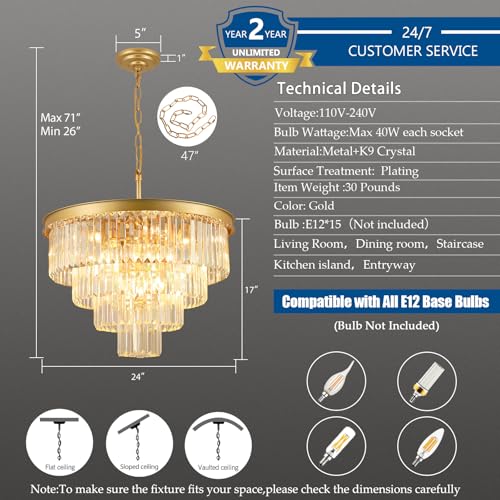 Gold Crystal Chandeliers for Dining Room